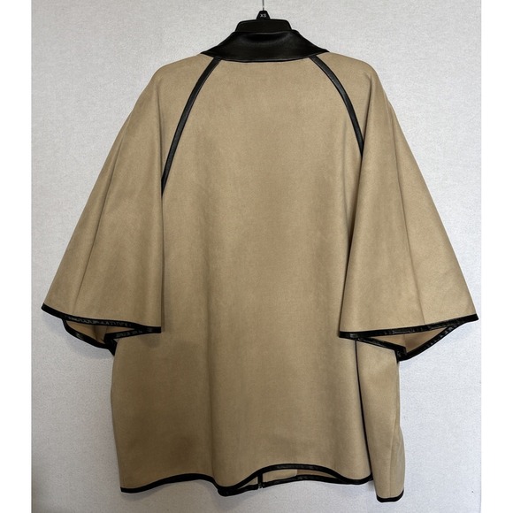 Joseph Ribkoff Scuba Suede Coat Jacket Taupe Black Faux Leather Trim Womens XXL - Picture 4 of 9